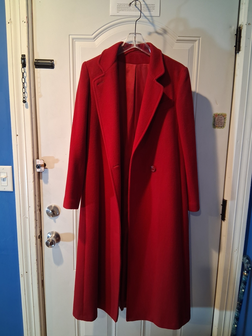 Vintage Worumbo J.P. Stevens Red Wool Long Trench Coat -  Pristine Womens Size 6